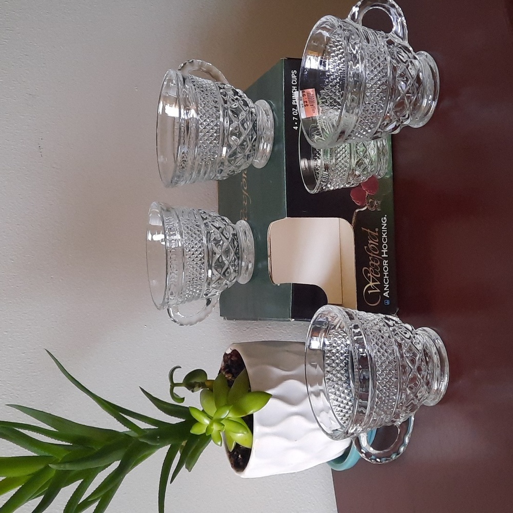 Vintage Anchor Hocking Wexford Punch Coffee Tea Cup Glasses In Original Box